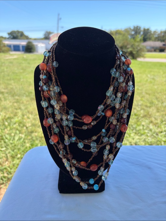 The Unbranded Brand Jewelry - Layered Beaded Necklace - Blue & Brown